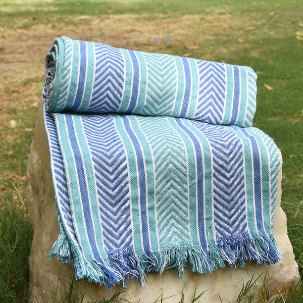 Final Stock Deal - Green, Purple and White Colour Plaid (Size 150x120 Cm)