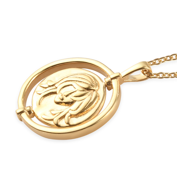 Sunday Child 14K Gold Overlay Sterling Silver Virgo Zodiac Sign Pendant with Chain (Size 20), Silver Wt. 6.56 Gms