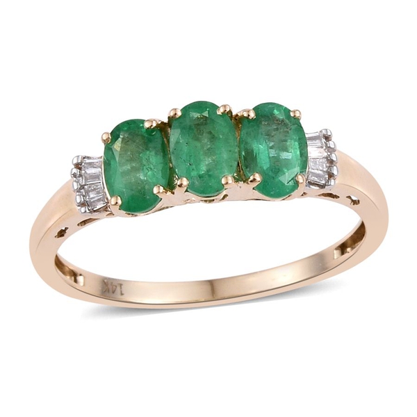 14K Y Gold AAA Boyaca Colombian Emerald (Ovl), Diamond (I2/G-H) Ring 1.250 Ct.