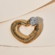 Diamond Heart Pendant in Yellow Gold Overlay Sterling Silver
