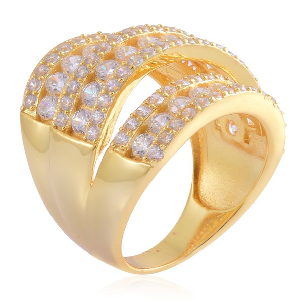 ELANZA AAA Simulated White Diamond Ring in 14K Yellow Gold Overlay Sterling Silver