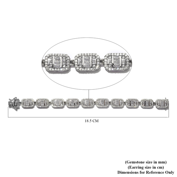 J Francis Platinum Overlay Sterling Silver Bracelet Made with SWAROVSKI ZIRCONIA 15.37 Ct, Silver wt 22.00 Gms