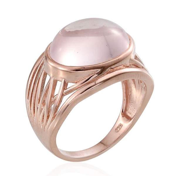 Rose Quartz (Ovl) Solitaire Ring in Rose Gold Overlay Sterling Silver 9.500 Ct.