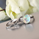 Sajen Silver Cultural Flair Collection - Set of 3 Quartz Doublet Simulated Opal White Ring in Rhodiu