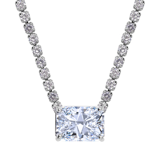 Simulated Diamond Necklace (Size 20) in Silver Tone