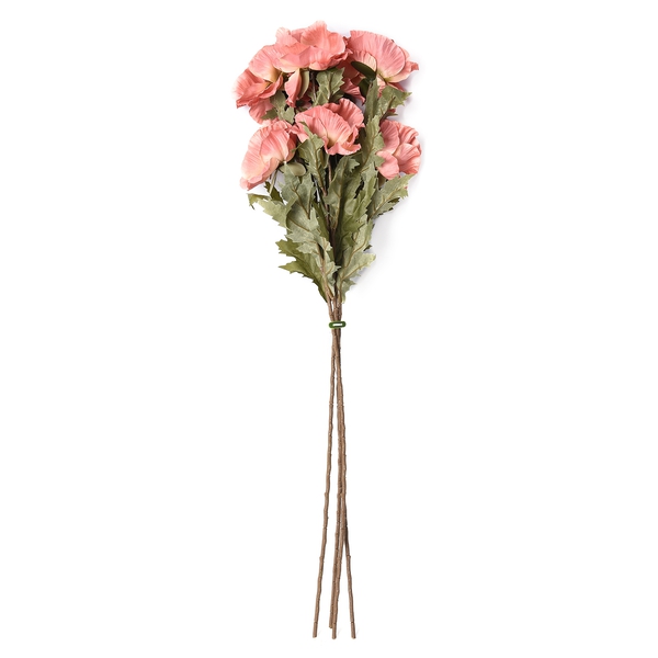 High Quality Realistic Faux Poppy Flowers - Pink- 4 Stems
