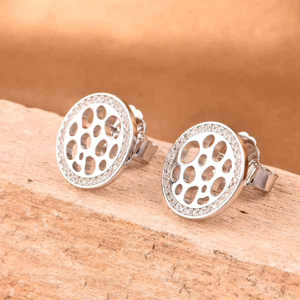 RACHEL GALLEY - Natural Cambodian Zircon Stud Earrings (with Push Back) in Rhodium Overlay Sterling 