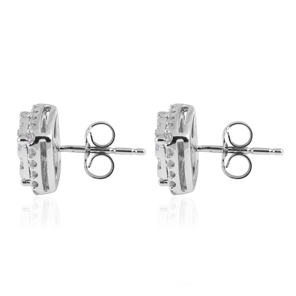 NY Close Out 14K White Gold Diamond (SI-I1/G-H) Stud Earrings (with Push Back) 0.62 Ct.