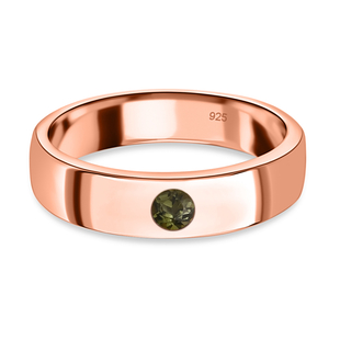 Green Tourmaline Band Ring in Rose Gold Overlay Sterling Silver