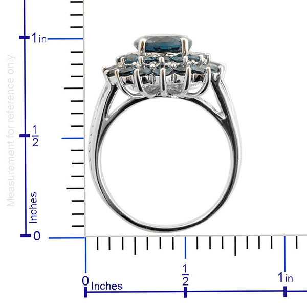 London Blue Topaz (Ovl 4.50 Ct) Ring in Platinum Overlay Sterling Silver 7.500 Ct.