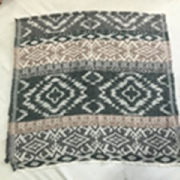 Blend of Cotton, Acro and Mohair Beige, Grey and Green Colour Geometric Pattern Scarf (Size 180x75 C