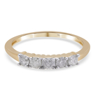 9K Yellow Gold SGL Certified (I3/G-H) Diamond Five Stone Ring (Size P) 0.50 Ct.