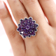 Amethyst Floral Ring in Platinum Overlay Sterling Silver 8.32 Ct, Silver Wt. 5.80 Gms