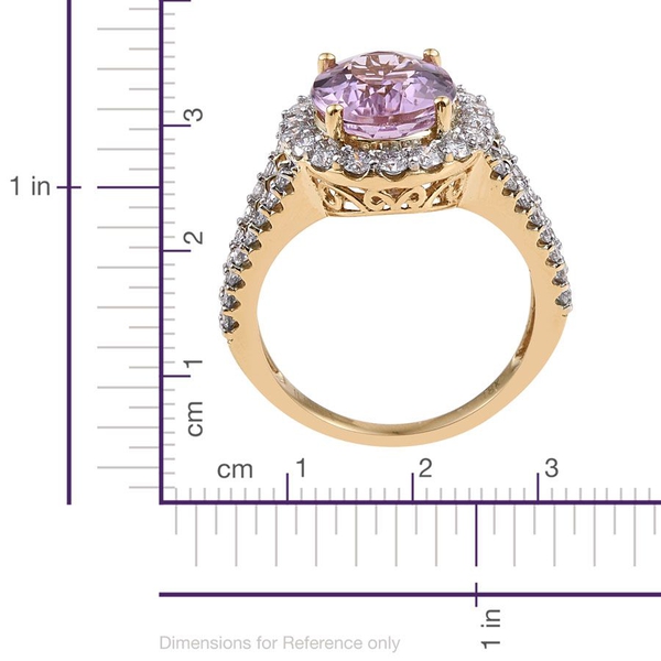 ILIANA 18K Y Gold AAAA Brazilian Kunzite (Ovl 5.50 Ct), Diamond (SI-G-H) Ring 6.750 Ct.