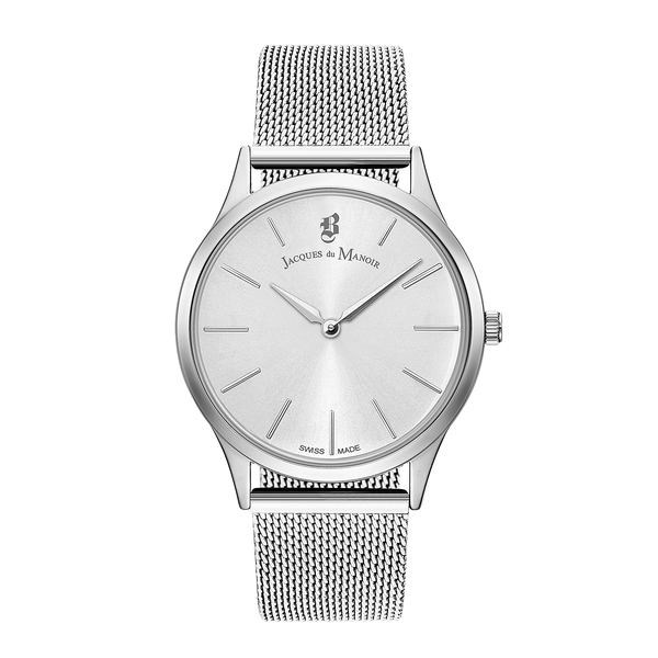 Jacques Du Manoir Emotion Swiss Movement Silver Dial Water Resistant Watch with Milanese Bracelet Strap in Stainless Steel