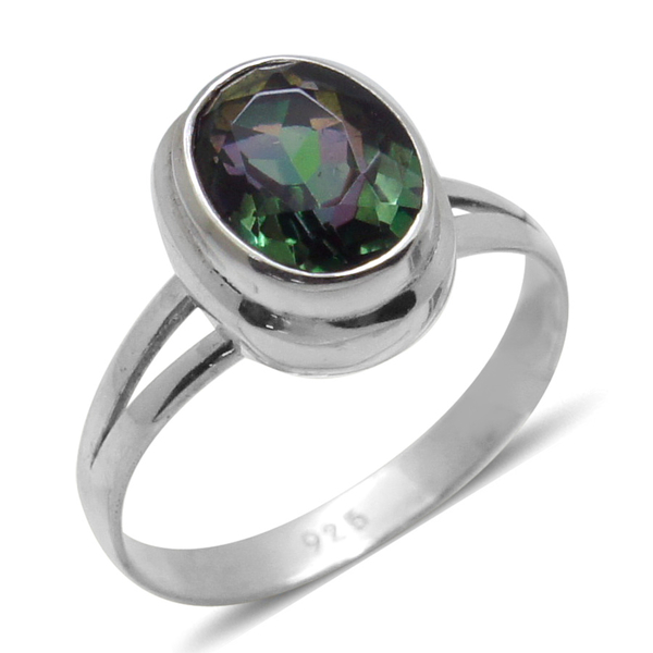 Royal Bali Collection Green Coated Quartz (Ovl) Solitaire Ring in Sterling Silver 2.520 Ct.