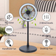 Foldable Desk Fan with LED Light and 3 Wind Speed Setting (Size 12x12x31cm) - Black