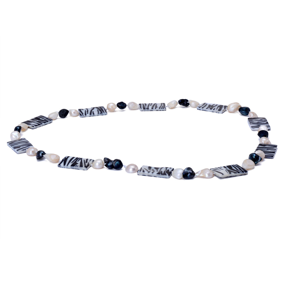 White and Dyed Peacock Baroque Pearl, Dyed Shell Necklace (Size 28)  300.000 Ct.