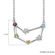 Diamond and Multi Gemstones Necklace (Size 18 With 2 Inch Extender) in Platinum Overlay Sterling Silver