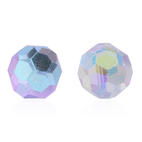 AB Mystic Colour Faceted AAA Austrian Crystal (Rnd 8MM) Stud Earrings (with Push Back) in Sterling S
