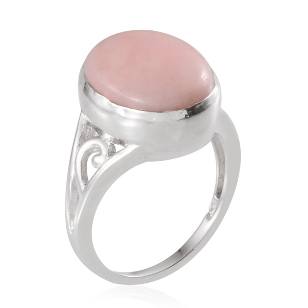 Peruvian Pink Opal (Ovl) Solitaire Ring in Platinum Overlay Sterling Silver 5.750 Ct.