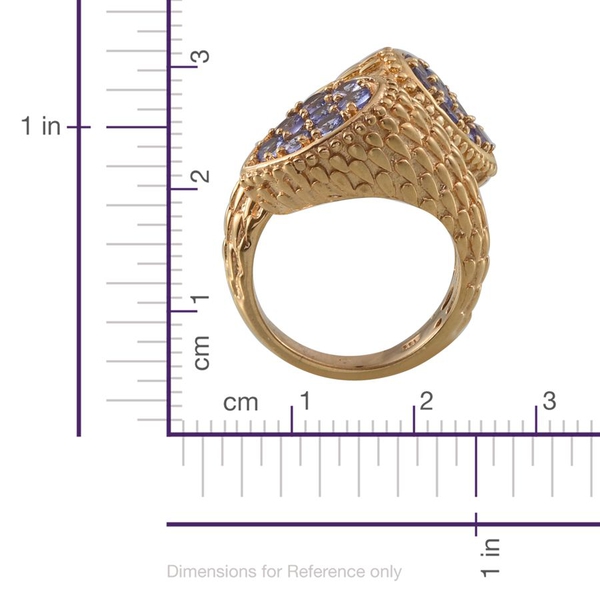 Tanzanite (Rnd) Crossover Ring in 14K Gold Overlay Sterling Silver 2.000 Ct. Silver wt 10.68 Gms.