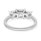 Moissanite Trilogy Ring in Rhodium Overlay Sterling Silver 2.00 Ct.