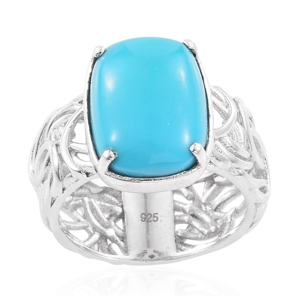 Arizona Sleeping Beauty Turquoise (Cush) Solitaire Ring in Platinum Overlay Sterling Silver 5.500 Ct