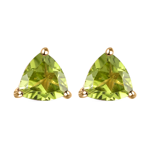 Hebei Peridot Stud Earrings (With Push Back)in 14K Gold Overlay Sterling Silver 1.50 Ct