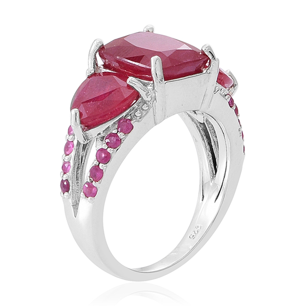African Ruby (Cush 4.50 Ct), Ruby Ring in Rhodium Plated Sterling Silver 8.000 Ct.