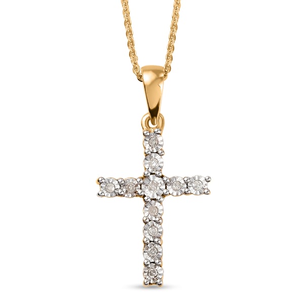 Diamond Pendant With Chain (Size 20) in 14K Gold Overlay Sterling Silver