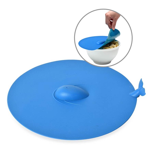 Blue Whale Design Silicone Food Cover (Size 28x28x0.5 Cm) - Blue