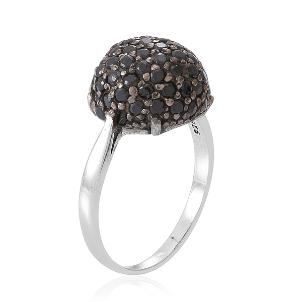 Boi Ploi Black Spinel (Rnd) Cluster Ring in Rhodium Plated Sterling Silver 2.500 Ct.
