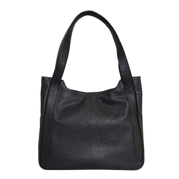 Assots London Harriet Genuine Leather Slouchy Hobo Bag (Size 35x29x7cm) - Black