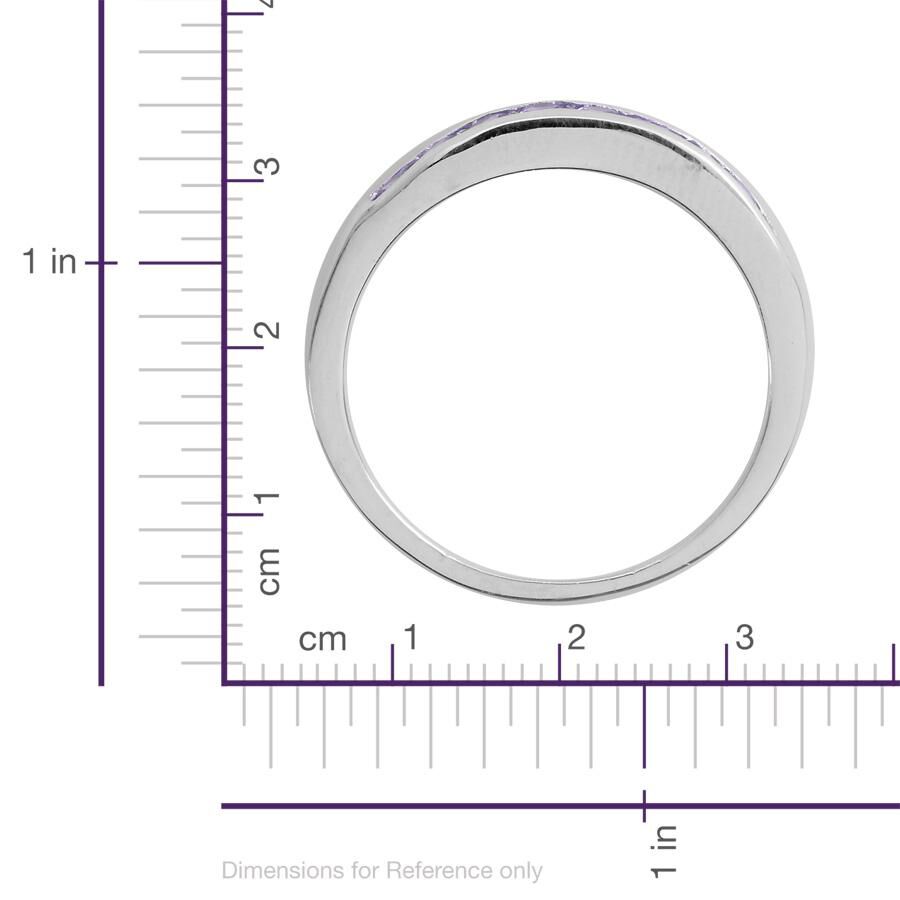 Simulated Purple Sapphire (Rnd) Half Eternity Band Ring in Sterling Silver 0.750 Ct.