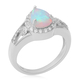 Ethiopian Welo Opal and Natural Cambodian Zircon Ring in Rhodium Overlay Sterling Silver 1.58 Ct.