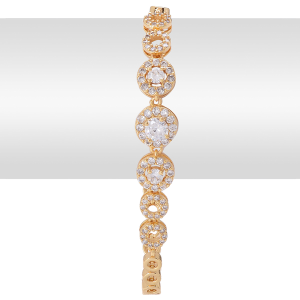 AAA Simulated White Diamond Bracelet (Size 7.5) in Gold Tone