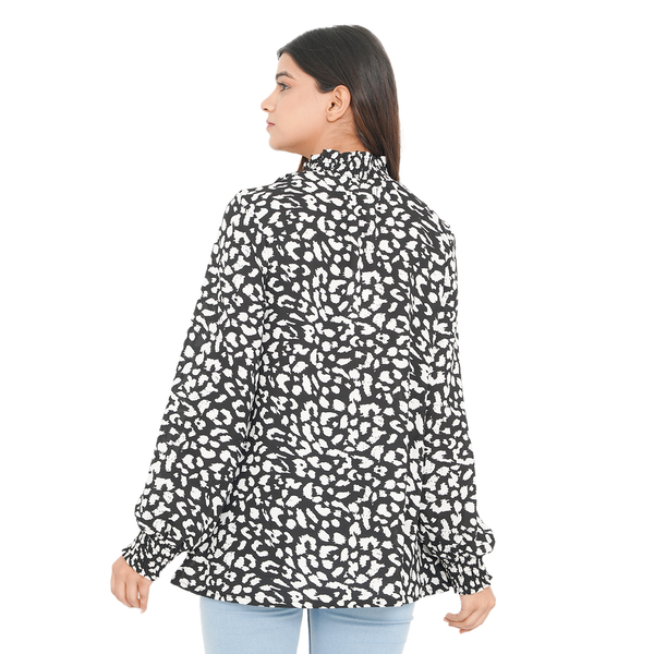 TAMSY Leopard Pattern Top (Size 8) - Black