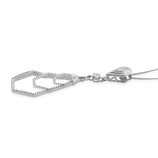 Lustro Stella - Platinum Overlay Sterling Silver (Rnd) Pendant With Chain Made with Finest CZ