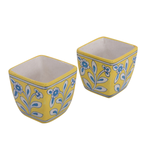 Jaipur Blue - Set of 2 Handprinted Ceramic Planter