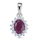 Natural Moroccan Ruby and Natural Cambodian Zircon Pendant in Platinum Overlay Sterling Silver 1.39 