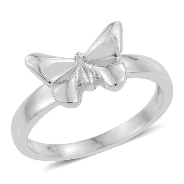 Origami Butterfly Silver Ring in Platinum Overlay, Silver wt 3.50 Gms.