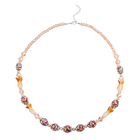 Champagne Murano Glass and Citrine Beaded Necklace in Silver Plated 26 Inch with 3 inch Extender