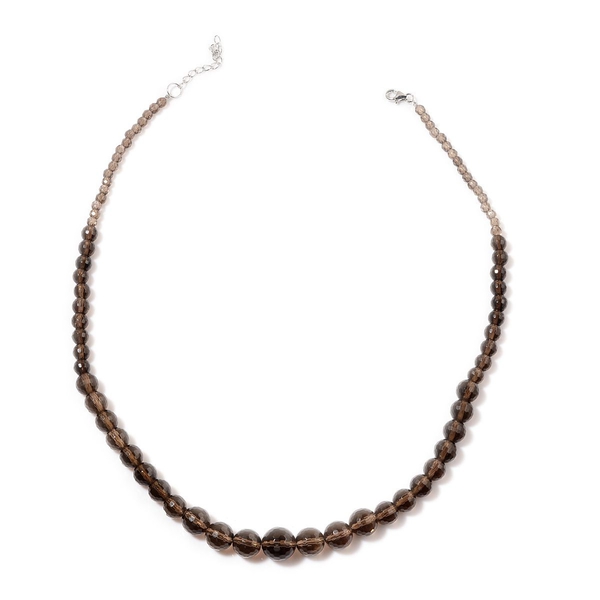 Brazilian Smoky Quartz Necklace (Size 18 with Extender) in Sterling Silver 150.000 Ct.