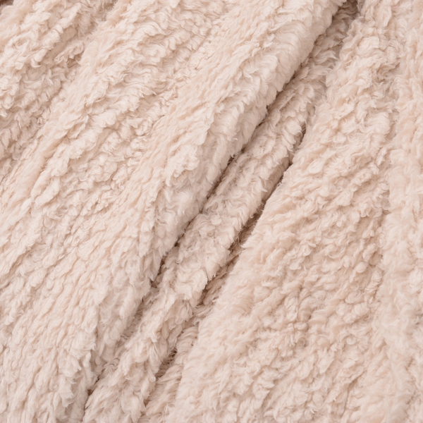 Super Soft Teddy Bear Plush Double Sided Sherpa Blanket - Beige  (Size 150x200Cm)