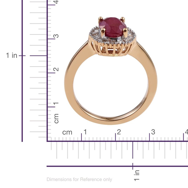 ILIANA 18K Y Gold Ruby (Ovl 1.60 Ct), Diamond Ring 1.750 Ct.