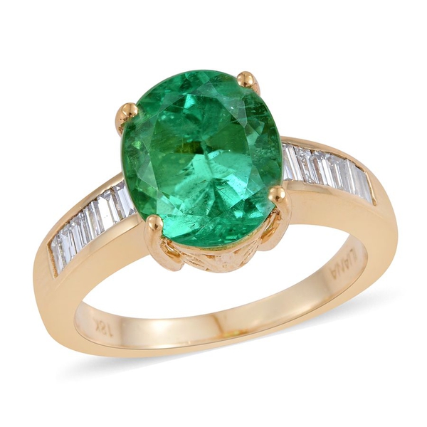 ILIANA 18K Y Gold AAAA Boyaca Colombian Emerald (Ovl 4.25 Ct), Diamond (SI/G-H) Ring 4.750 Ct.Gold W