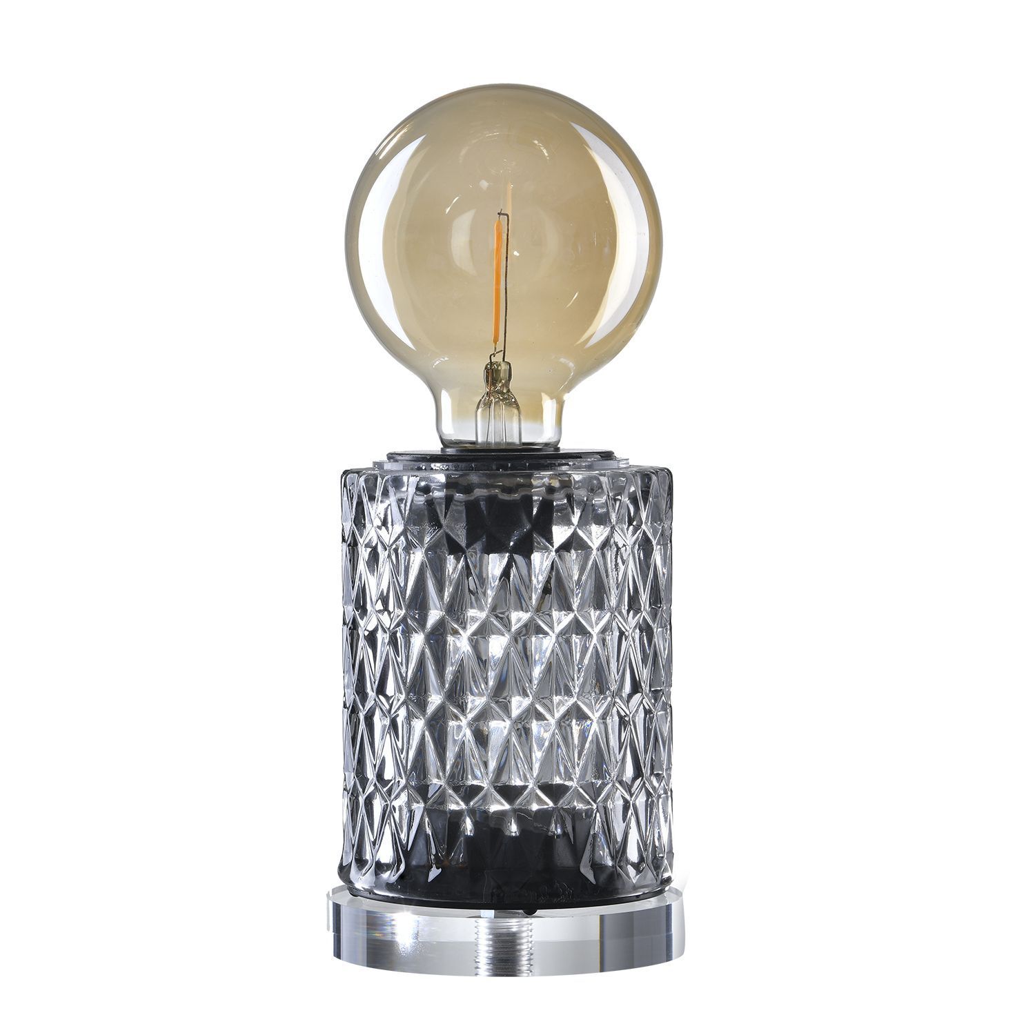 Chic and Elegant Glass Table Lamp with Edison Filament Bulb (Size 21x8