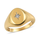 Diamond Signet Ring in 14K Gold Overlay Sterling Silver