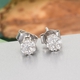 Moissanite Stud Earrings (with Push Back) in Platinum Overlay Sterling Silver